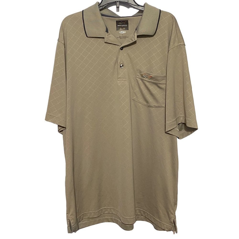 Greg Norman for Tasso Elba Men's Tan Short Sleeves Polo Top Size Large